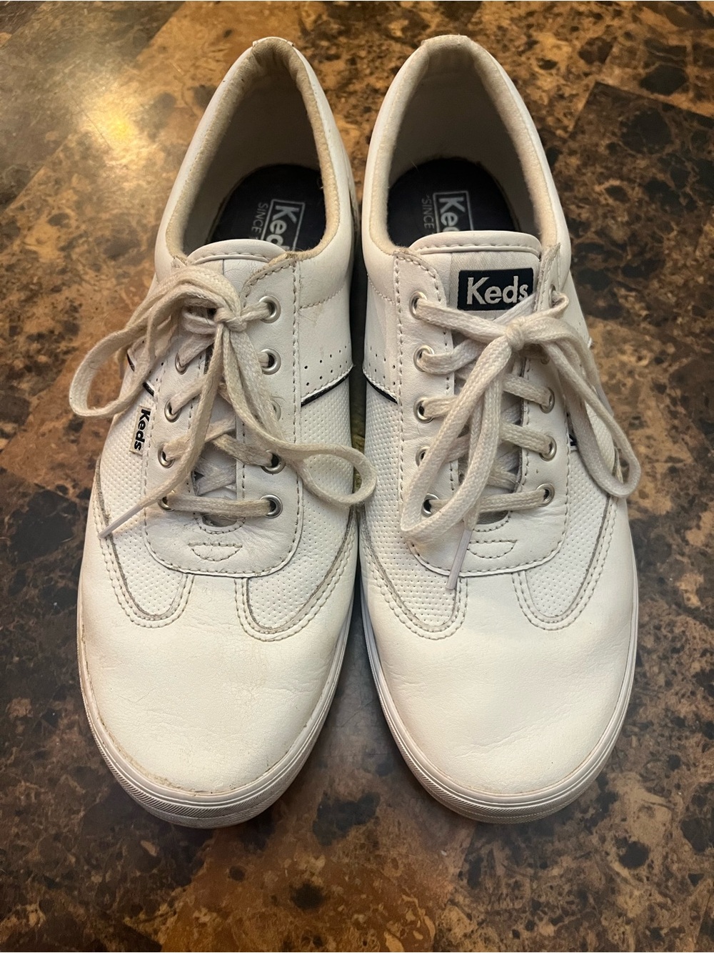 Keds White Lace-Up Leather Sneakers